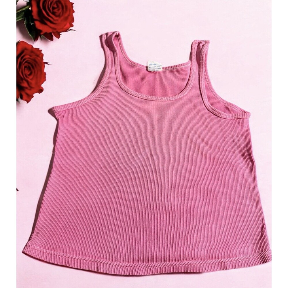 vintage 70s 80s Skiva soft thin Stretchy Tank Top Strap Shirt T-Shirt Top M pink